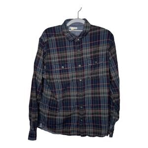 Carbon 2 Cobalt Shirt Mens Medium Plaid Flannel Button Down Collared‎ Cotton